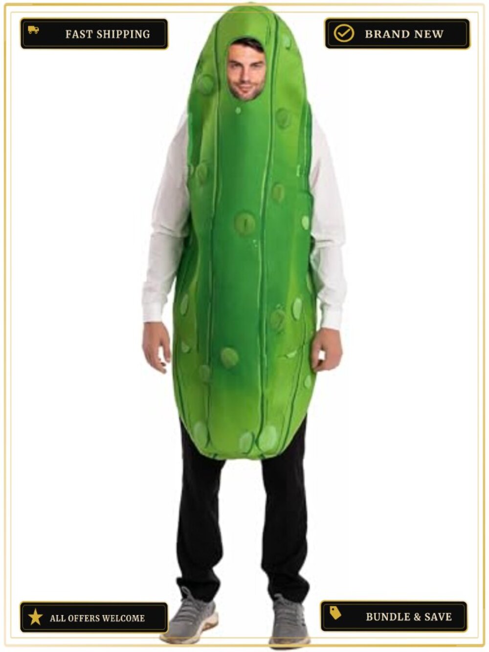 Adult Unisex Pickle Jumpsuit Halloween Costume 100% Polyester Food Cosplay